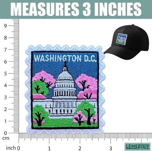 Washington DC 3 Inches Embroidery Patch, Iron On/Sew On Travel Embroidered Applique Patch, Travel Patches, Fabric Patches for Clothes Backpacks Hats, DIY Accessories Gifts for Travel Lovers in Kuwait