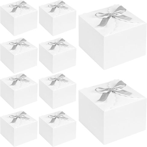 VGOODALL 10PCS Gift Boxes with Ribbon, Small White Candy Box Paper Treat Boxes for Wedding Cookie Chocolates Small Gifts in Saudi Arabia