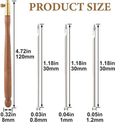 Incinkod 2Pcs Tambour Embroidery Kit, Stainless Steel Wood Tambour Hook with 3 Needles, Sequin Beads Needle Set Tools for Embroidery, DIY Sewing, Knitting in Saudi Arabia