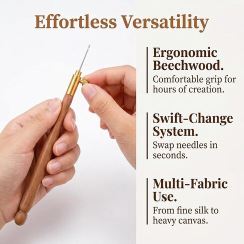 Incinkod 2Pcs Tambour Embroidery Kit, Stainless Steel Wood Tambour Hook with 3 Needles, Sequin Beads Needle Set Tools for Embroidery, DIY Sewing, Knitting in Saudi Arabia