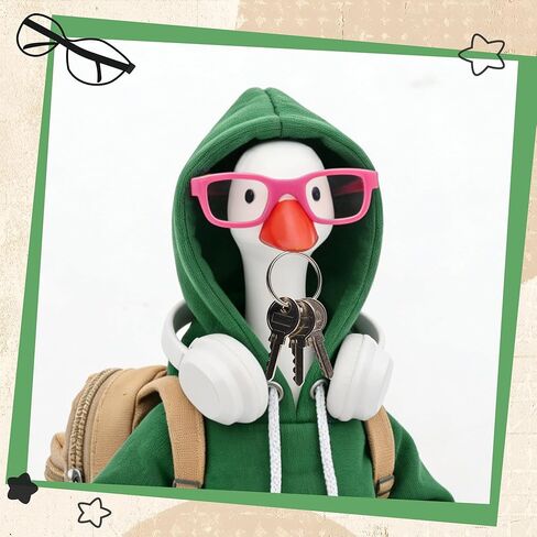 Outfit Set for 7 Inch Goose, Vintage Academic Style Gift, Green Hoodie with Khaki Backpack White Headphones Glasses Accessories （Only Outfits） (Green+Khaki) in Saudi Arabia