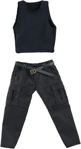 1/12 Action Figure Clothes,Cargo Pants for 7" Muscular Male Action Figures,1:12 Scale Large Size Pants (Black Work Pants) in Saudi Arabia