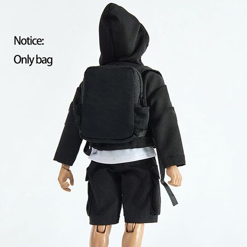 1:12 Action Figure Bag,Doll Accessories,Miniature Model/Scene Decoration Dress up,Mini Backpack for 6 inch Action Figure. (Black Backpack) in Kuwait