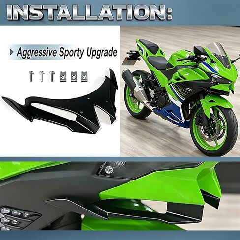 Front Fairing Winglet Black Fit for 2024 2025 2026 Kawasaki Ninja 500 - Perfect Fit & Quick Install Ninja 500 Accessories in Saudi Arabia