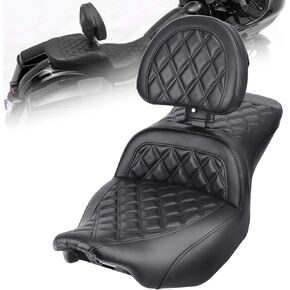 Gel Motorcycle Seat with Adjustable Driver Backrest for Harley Touring 2024-2025 Road Glide Street Glide CVO, 2-Up Seat with Cooling Gel, PU Leather (Red Rhombus) in Saudi Arabia