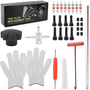 Quick Tire Valve Change Tool for Cars, 22Pcs Quick Change Tire Valve Replacement Tool Kit, 4Pcs TR413, 4Pcs TR414 Snap in Short Rubber Valv-e Stem for Cars, Motorcycles in Kuwait
