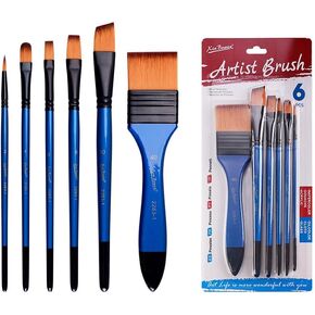 Paint Brush Set, 6 Pcs Nylon Hair Artist Brushes with Assorted Shapes, Multi-Purpose Art Brushes for Acrylic, Watercolor & Oil Painting, Ideal for Craft & Graffiti in Kuwait