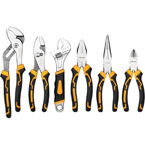 DEKOPRO 8-Piece Pliers Set, 8" & 10" Water Pump Plier, 6" & 8" Slip Joint, 8" Linesman, 6" Diagonal, 6" & 8" Long Nose Pliers with Storage Bag for Home Repair, Workshop & DIY Professional Use in Saudi Arabia