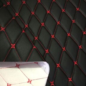 Faux Leather Fabric Quilted Foam Vinyl Fabric Upholstery Thick 6mm Foam Backed for Cars Vehicle Seat Cover Furniture Auto Headliner Repair Headboards DIY Crafts(Size:1.5x1m/59x39in,Color:Red Thread 1) in Saudi Arabia