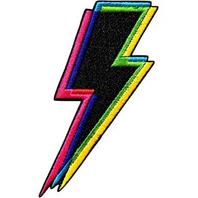 Lightning Bolt Iron-On Patch – Electric Thunder Embroidered Patch for Jackets, Backpacks, Hats – Rock Punk Style Applique DIY Clothing Accessory, Flash Symbol Patch (Yellow) in Kuwait