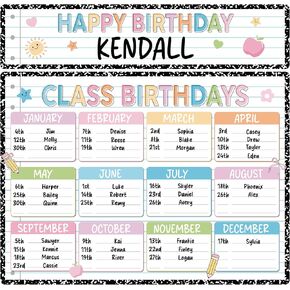 Jisfigtrh Composition Notebook Happy Birthday Chart Poster Set Composition Classroom Birthday Chart Writable Bulletin Board Decoration for Teachers Students Elementary School Chalkboard Decor in Saudi Arabia