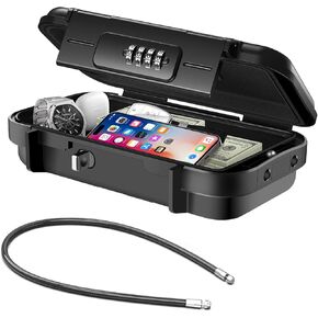 Portable Safe Box with Code, [Waterproof Anti-Theft ]Travel Safe, Combination Security Case Lock Box with Removable Wire Rope, for Home, Cars, Office, Vacation (Black) in Saudi Arabia