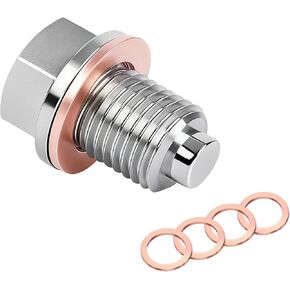 M12 x 1.5 Magnetic Oil Drain Plug,Magnetic Stainless Steel Oil Pan Drain Nut Bolt with 5 PCS Copper Crush Washer Anti Leakage, Fits Most Cars, Motorcycles, BoatsLeak Proof Replacement ﻿ in Saudi Arabia