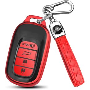 QBUC for Honda Key fob Cover, Key fob Case for Honda Civic Accord HR-V Pilot CR-V,5 Buttons 2022 2023 2024 TPU Key fob with Protection Leather Keychain Car Accessories (red) in Kuwait