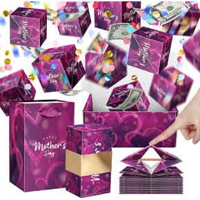 ysmile Mothers Day Pop Up Box for Cash Gift Money Box Holder Flower Design Surprise - Purple in Saudi Arabia