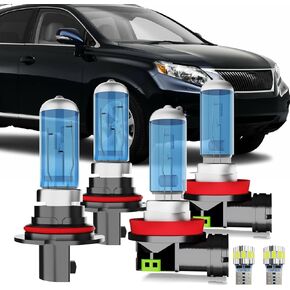 Halogen Headlight Bulb Compatible With Suzuki SX4 2007-2013, 9007 High Low Beam + H11 Fog Lights + License Plate Lights, 6000K White, Plug And Play, Pack of 6 in Saudi Arabia