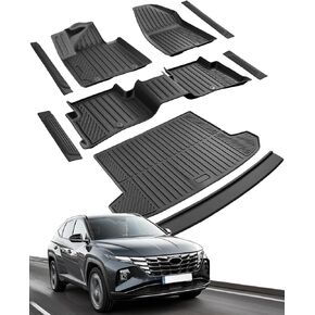 سجادات أرضية وبطانة شحن لسيارة كيا سبورتاج 2017-2022 (غاز فقط) لسيارة Hyundai Tucson 2019-2021، واقيات عتبة الباب لسجاد البضائع في جميع الأحوال الجوية 9 قطع in Kuwait