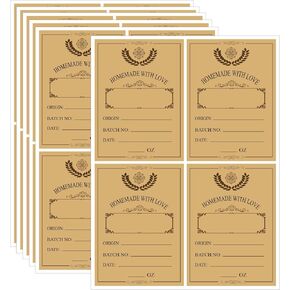 24PCS Vintage Apothecary Labels, Kraft Homemade Jar Labels for 4 oz, 8 oz Bottles, Blank DIY Stickers for Home Apothecary(2.95in X 2.16in) in Saudi Arabia
