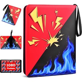 Card Binder 9 Pocket, 1080 Cards Trading Card Binder with 60 Removable Sleeves, Portable Card Binder with Zipper Suitable for TCG, CCG, Sports Cards, Card Sleeves Made of Premium PP Material for Gift in Saudi Arabia