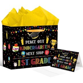 RTMISA Kindergarten Graduation Gift Bag with Tissue Paper and Card with Envolope Kinder Grad Gifts Wrapping Paper Bag for Boys Girls Colorful Kindergarten Graduation Party Favor Supplies in Saudi Arabia