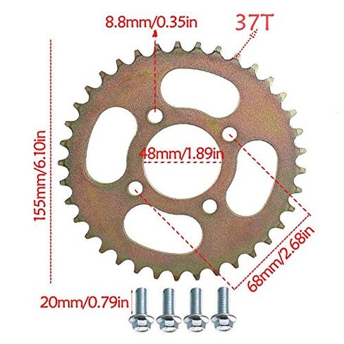 420 48mm 37T Rear Chain Sprocket & Hub Adapter for 32" Axle Go Kart ATV Quad Buggy 4 Wheelers DIY Mini Bike Drift Trike Golf Cart in Kuwait