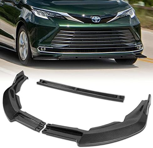 Stay-Tuned, 3PC MP-Style ABS Front Bumper Lip Spoiler Splitter Body Kit, Compatible with 2021-2025 Toyota Sienna, Replacement Exterior Accessory (Unpainted Black) in Kuwait