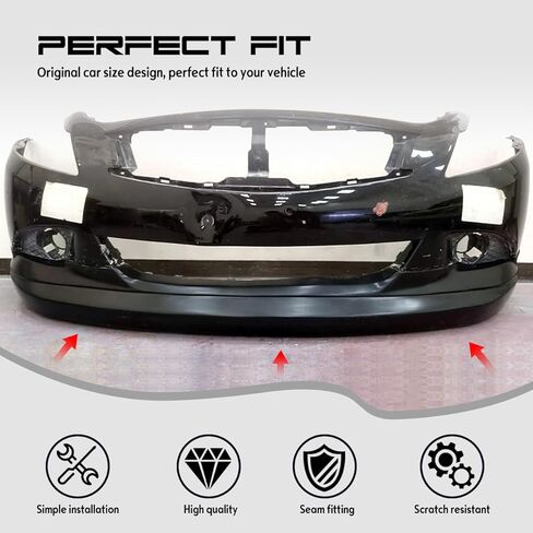 Front Bumper Lip Chin Spoiler, Compatible with 2010-2013 Infiniti G37 Sedan (Not Fit Sports Bumper), GL Style Polyurethane(PU) Front Lower Splitter Protector, Unpainted Black, 1 PC in Kuwait