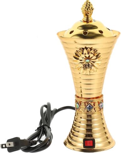 EXCEART Regulator Electric Incense Burner Middle Eastern Style Tabletop Electric Censer Censer for Home Office Yoga Spa Decor Golden in Saudi Arabia