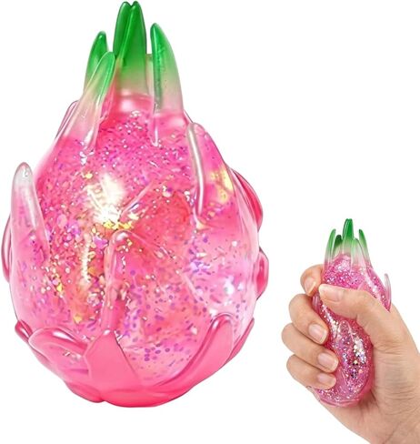 Dragon Fruit Squishy, Fruit Squishies Tool for Stress Relief, Squishy Dragon Fruits Tool for Relaxation and Focus, Squishy Fruits Tools with Glitter Details in Saudi Arabia