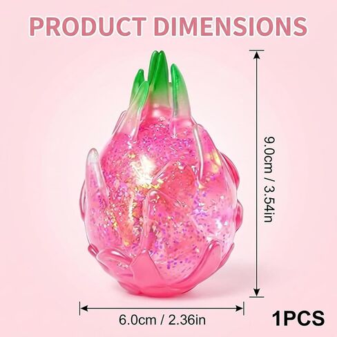 Dragon Fruit Squishy, Fruit Squishies Tool for Stress Relief, Squishy Dragon Fruits Tool for Relaxation and Focus, Squishy Fruits Tools with Glitter Details in Saudi Arabia