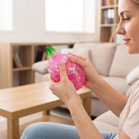 Dragon Fruit Squishy, Fruit Squishies Tool for Stress Relief, Squishy Dragon Fruits Tool for Relaxation and Focus, Squishy Fruits Tools with Glitter Details in Saudi Arabia