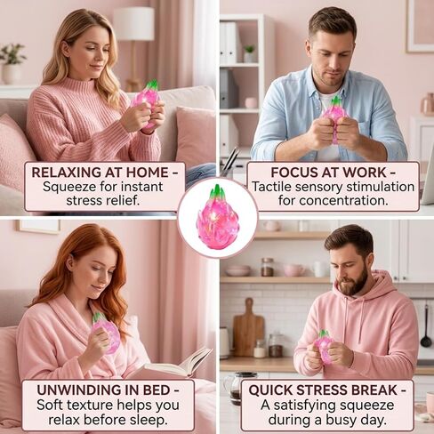 Dragon Fruit Squishy, Fruit Squishies Tool for Stress Relief, Squishy Dragon Fruits Tool for Relaxation and Focus, Squishy Fruits Tools with Glitter Details in Saudi Arabia