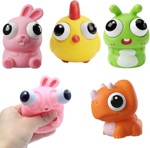 4 Pcs Squeeze Out Eyes Animal Toys, Popping Eye Chick/Caterpillar/Dinosaur/Bunny Toys, Easter Egg Fillers, Easter Basket Stuffers Essentials for Kids Boys Girls in Saudi Arabia