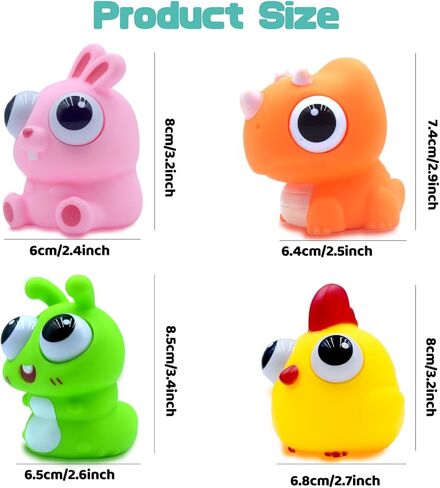 4 Pcs Squeeze Out Eyes Animal Toys, Popping Eye Chick/Caterpillar/Dinosaur/Bunny Toys, Easter Egg Fillers, Easter Basket Stuffers Essentials for Kids Boys Girls in Saudi Arabia