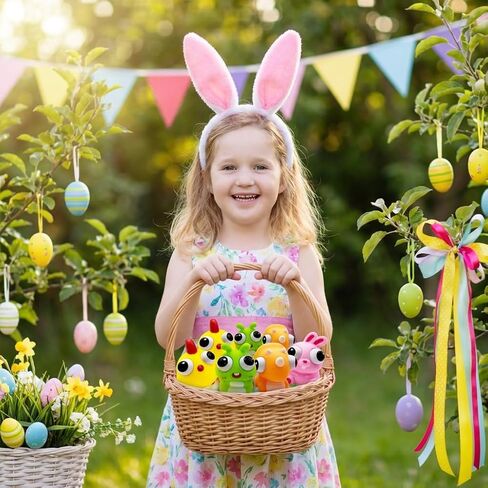 4 Pcs Squeeze Out Eyes Animal Toys, Popping Eye Chick/Caterpillar/Dinosaur/Bunny Toys, Easter Egg Fillers, Easter Basket Stuffers Essentials for Kids Boys Girls in Saudi Arabia