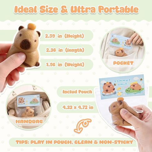 Original Design Cute Sticky Taba Capybara Squishy, Soft Silicone Squeeze Toy, Realistic Animal Stress Relief Fidget, Sensory Kawaii Toy for Kids Ages 3+, Desk Decor & Birthday Gift in Kuwait