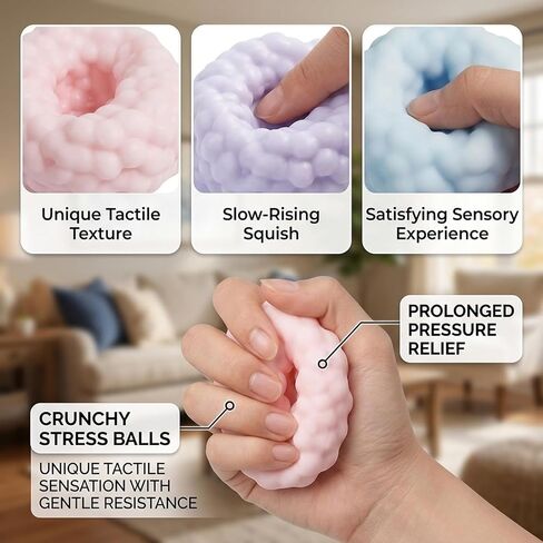3PCS Crunchy Stress Ball, Ice Skin Noisy Fidget Sensory for Focus and Anxiety Relief, Office and Classroom Fidget, Slow Rising Squeeze Stress Balls for Adults in Saudi Arabia