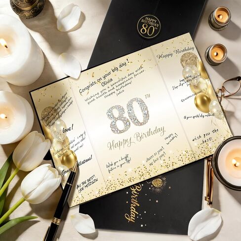 كتاب ضيف عيد الميلاد الثمانين - كتاب التوقيع البديل لعيد الميلاد الثمانين السعيد للنساء والرجال، مجلة تذكار الذاكرة الأنيقة، ديكورات وهدايا حفلات عيد الميلاد الثمانين in Kuwait