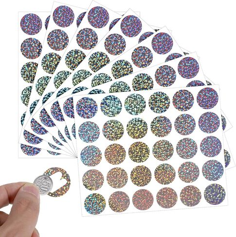 210 Pcs Scratch Stickers 1" Holographic Shiny Scratch Off Stickers Round Scratchs Off Sticker Self Adhesive Labels for Lottery Tickets DIY Raffle Card Party Gift Creating Reward in Kuwait