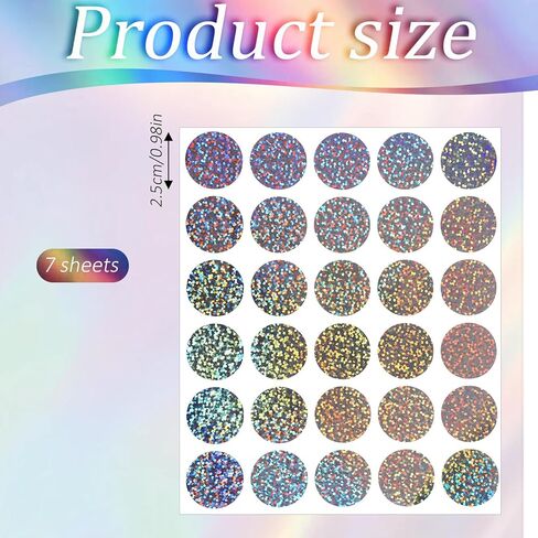 210 Pcs Scratch Stickers 1" Holographic Shiny Scratch Off Stickers Round Scratchs Off Sticker Self Adhesive Labels for Lottery Tickets DIY Raffle Card Party Gift Creating Reward in Kuwait