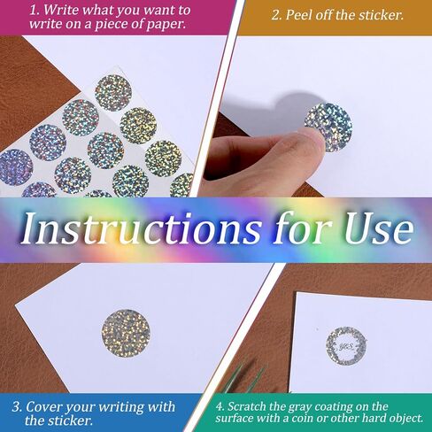 210 Pcs Scratch Stickers 1" Holographic Shiny Scratch Off Stickers Round Scratchs Off Sticker Self Adhesive Labels for Lottery Tickets DIY Raffle Card Party Gift Creating Reward in Kuwait