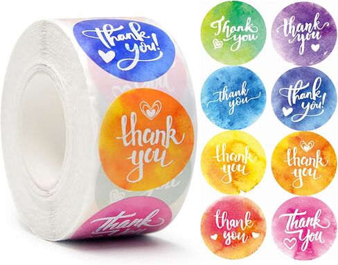 BLESS-VAST 500 PCS Thank You Stickers for Small Business - 1 Inch Green Leaf Decal Envelope Seal 8 Designs Vibrant Colors Labels for Baking Packaging Gift Bags Wraps Crafts (Green Leaf) in Kuwait