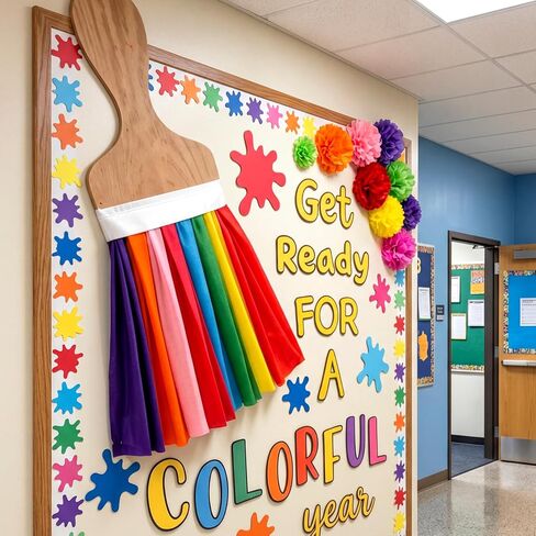 Tinlade 36 Pcs Art Painting Classroom Decoration Set Get Ready for A Colorful Year Bulletin Board Decoration Art Paint Rainbow Cutouts for Back to School First Day of School Chalkboard Wall Decor in Kuwait