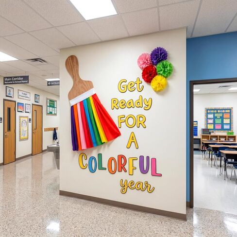 Tinlade 36 Pcs Art Painting Classroom Decoration Set Get Ready for A Colorful Year Bulletin Board Decoration Art Paint Rainbow Cutouts for Back to School First Day of School Chalkboard Wall Decor in Kuwait