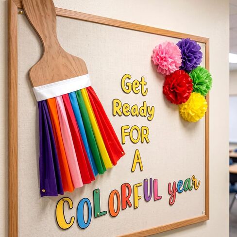 Tinlade 36 Pcs Art Painting Classroom Decoration Set Get Ready for A Colorful Year Bulletin Board Decoration Art Paint Rainbow Cutouts for Back to School First Day of School Chalkboard Wall Decor in Kuwait