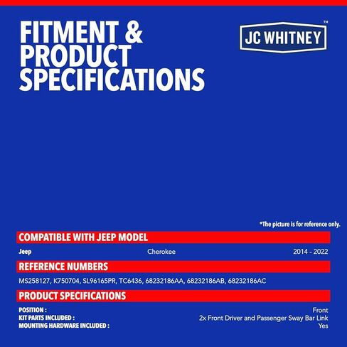 JC Whitney JFBAJCWCA00228 Set of 2 Sway Bar Link (Front) - Compatible with Jeep Cherokee 2014-2022 - Front-Wheel Drive (FWD) in Kuwait