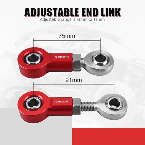 NICECNC M12 Front Sway Bar Stabilizer End Link Kit قابل للتعديل متوافق مع Can Am Maverick X3 4x4 XMR Turbo DPS 2020-2021، 4x4 XRS Sma-Shox Turbo 2023، انظر التركيبات باللون الأسود in Kuwait