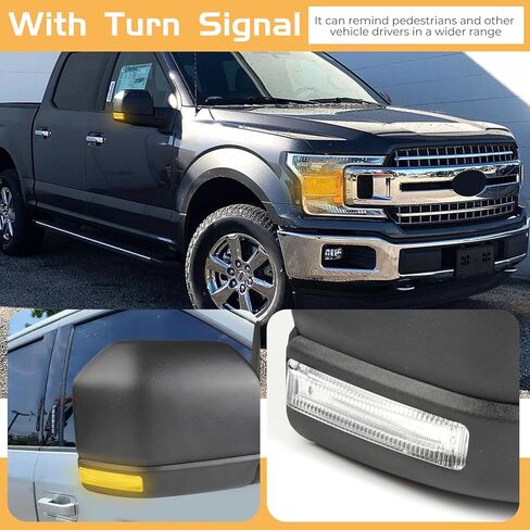 Left Driver Side Door Mirror Assembly Compatible with Ford F150 2015-2020 with Turn Signal, Power Heated, Blind Spot Glass Replaces ‎FL3Z17683CB (6 Pins) in Kuwait