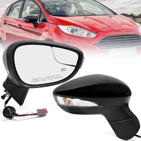 Right Passenger Side Power Mirror Fit for Ford Fiesta 2009-2017 Door View Mirror with Blind Spot Glass, Turn Signal Light and Heated Glass, Direct Replacement (6 Pins, Black) in Saudi Arabia