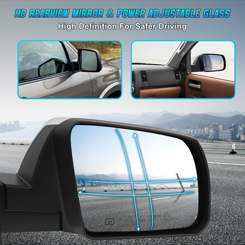 11 Pins Chrome Side Mirror Assembly Compatible with 2007-2013 Toyota Tundra 2008-2013 Sequoia With Heated Power Glass Signal Light Power Folding Puddle Light 879100C203 TO1321269(Right Passenger Side) in Saudi Arabia